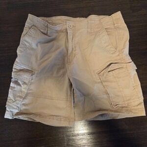 Oakridge Mens Cargo Shorts Tan Khaki Cotton Twill Multi Pocket Size 34